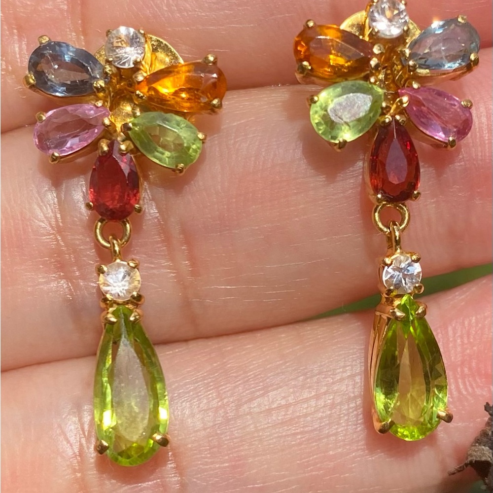 New Colorful Spinel earrings In 18k Solid Gold